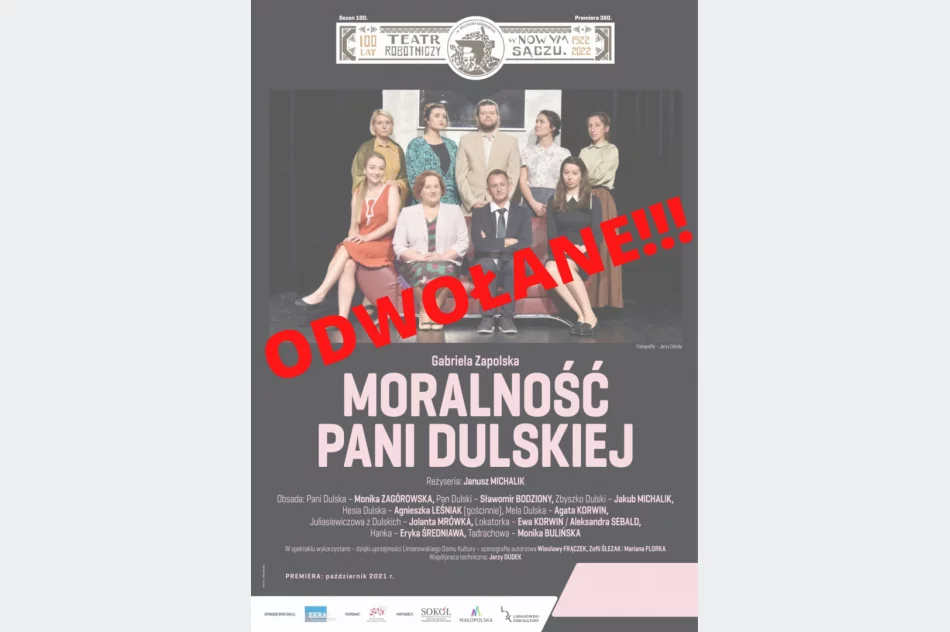 Spektakl "Moralność Pani Dulskiej" ODWOŁANY!!! - zdjęcie 2