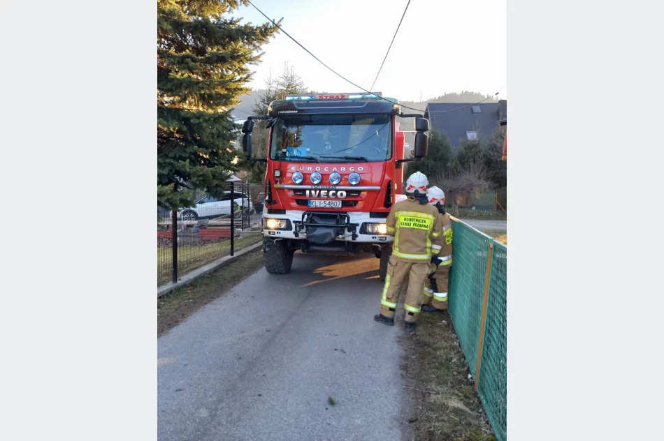 Koparka spadła z pojazdu i uszkodziła ogrodzenie - zdjęcie 3