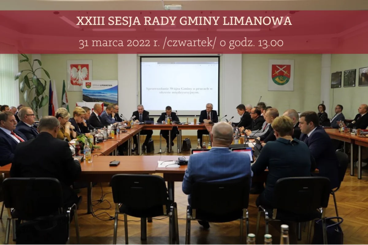 Zaproszenie na XXIII sesję Rady Gminy Limanowa