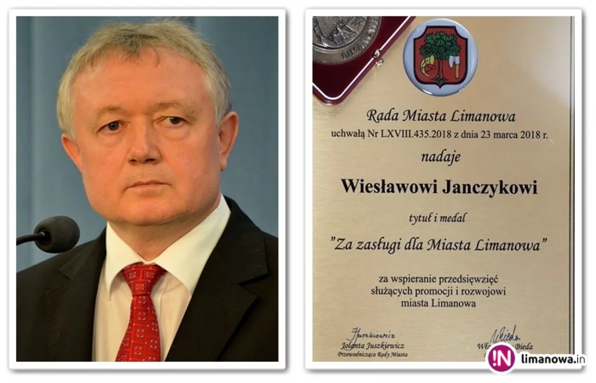 Poseł Wiesław Janczyk zasłużonym dla Miasta Limanowa