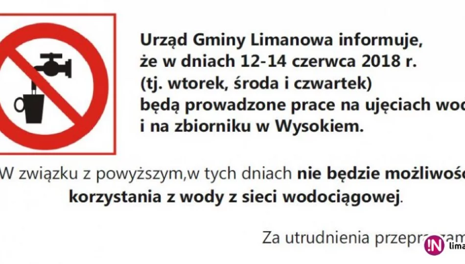 Prace na ujęciach wody w Wysokiem - zakaz spożywania wody w dniach 12-14 czerwca! - zdjęcie 1