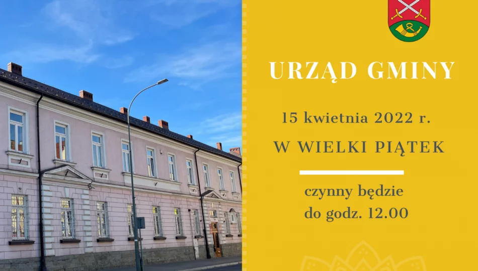 Skrócony czas pracy Urzędu Gminy Limanowa w Wielki Piątek - zdjęcie 1