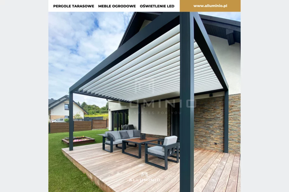 Nowoczesne pergole aluminiowe , zadaszenia tarasowe   /    Alluminio.pl    - zdjęcie 5
