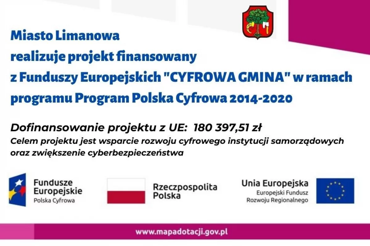 Miasto Limanowa realizuje projekt CYFROWA GMINA