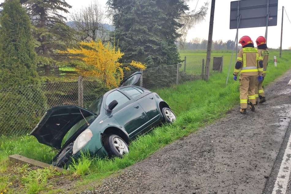 Samochód wypadł z jezdni i uderzył w przepust - zdjęcie 8