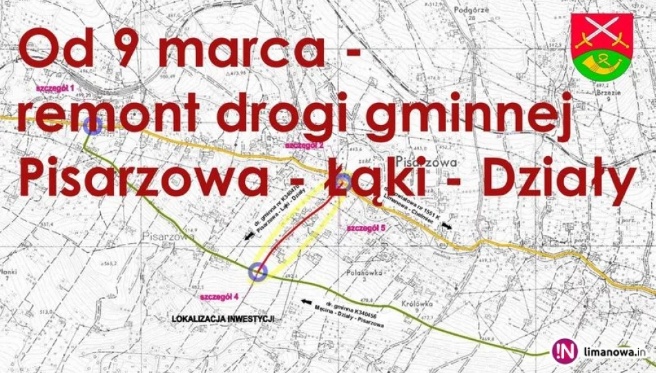 Od 9 marca remont drogi Pisarzowa- Łąki -Działy - zdjęcie 1