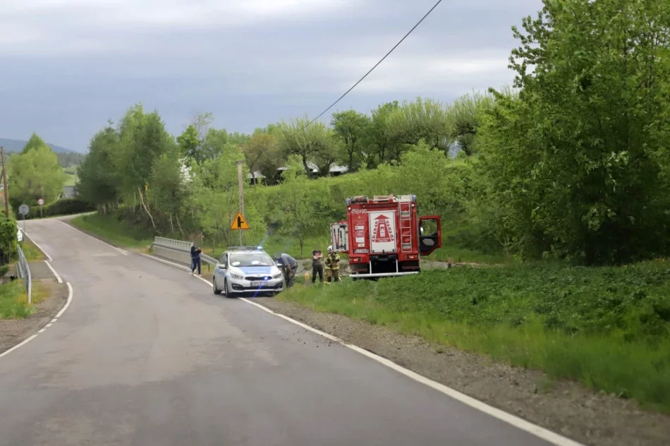 Samochód wjechał do koryta potoku - zdjęcie 4