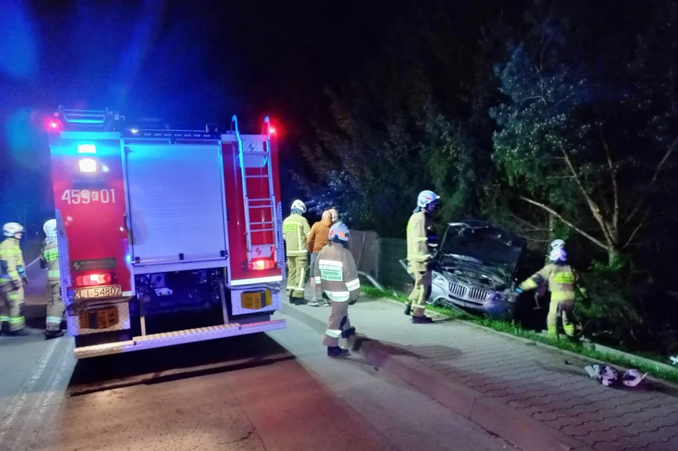 BMW uderzyło w latarnię i ogrodzenie - zdjęcie 2