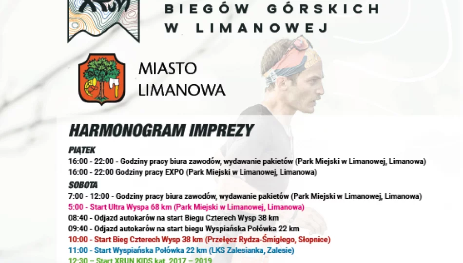 Harmonogram imprezy XRUN Festiwal Biegów Górskich w Limanowej! - zdjęcie 1