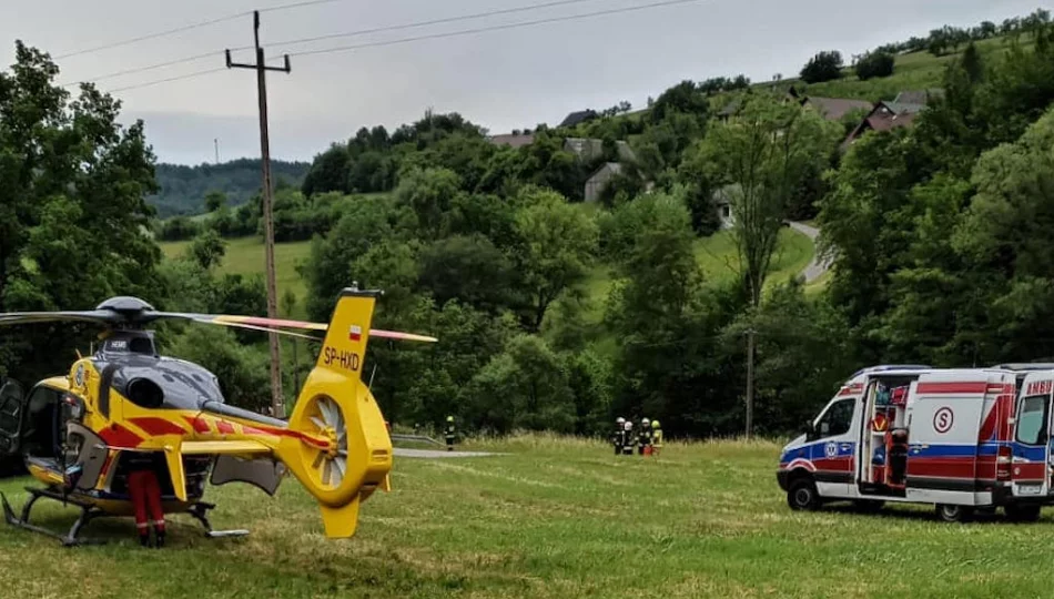 Trzej młodzi mężczyźni trafili do szpitali po dachowaniu Audi - zdjęcie 1