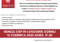 Zawiadomienie o zebraniu wiejskim w miejscowości Łososina Górna - zdjęcie główne