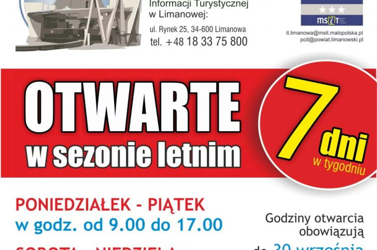 Powiatowe Centrum Informacji Turystycznej w sezonie letnim otwarte siedem dni w tygodniu