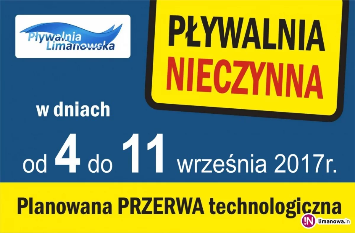 Przerwa technologiczna na Pływalni Limanowskiej