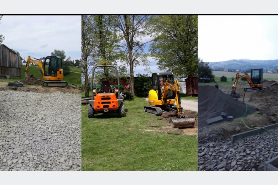 Minikoparka i Wozidło - USŁUGI - Roboty Ziemne - wykopy przyłącza fundamenty dreny odwodnienia - zdjęcie 2