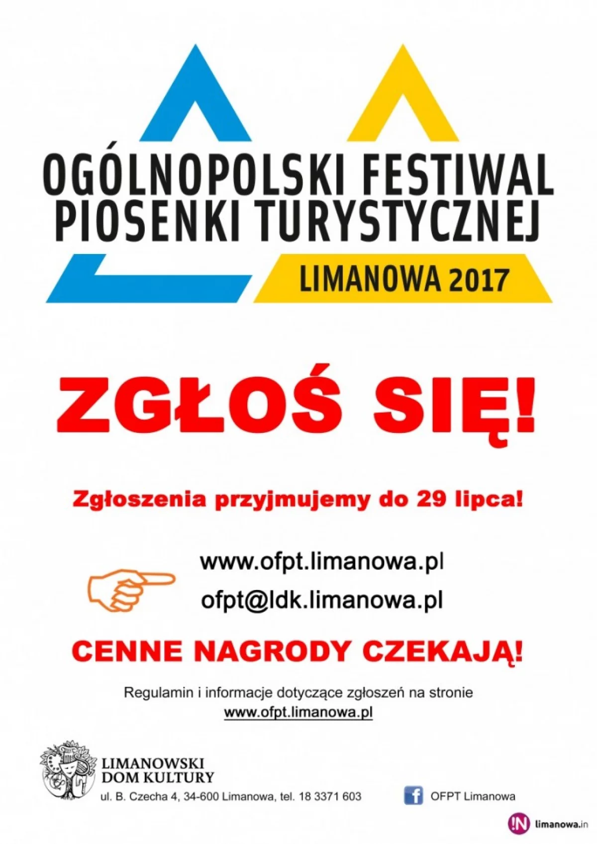 Ogólnopolski Festiwal Piosenki Turystycznej Limanowa 2017 – zgłoś się!