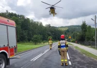 Zderzenie dwóch pojazdów. Na DK 28 lądował LPR - zdjęcie główne