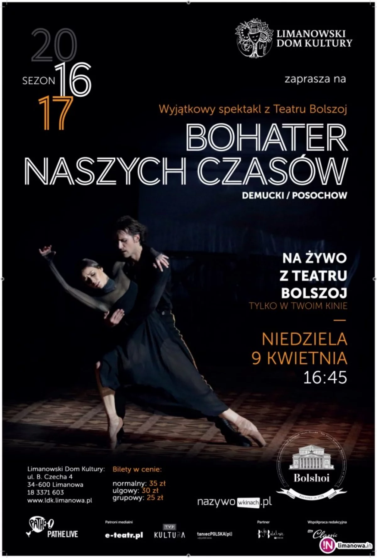 „BOHATER NASZYCH CZASÓW” - transmisja NA ŻYWO baletu z Moskwy 9 kwietnia w kinie Klaps!