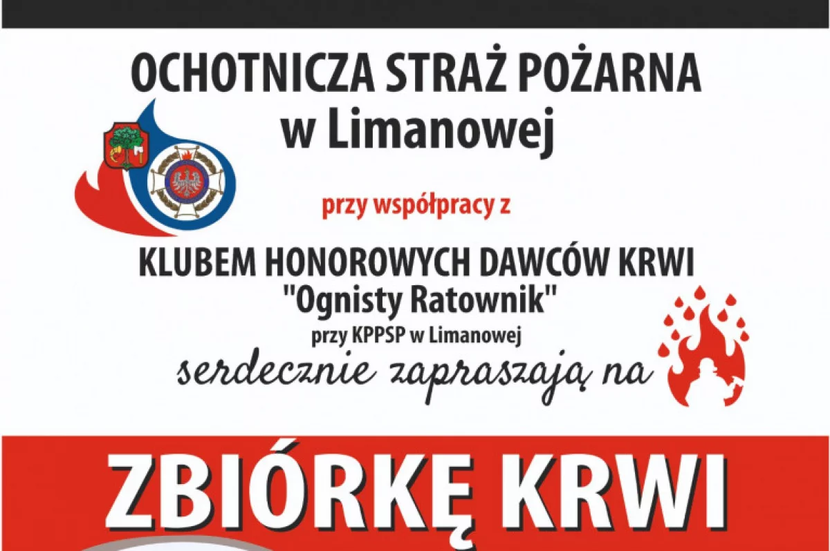 Zbiórka krwi w remizie OSP Limanowa❗️