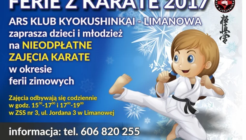 ARS Klub Kyokushinkai – Limanowa zaprasza na „Ferie z karate” - zdjęcie 1