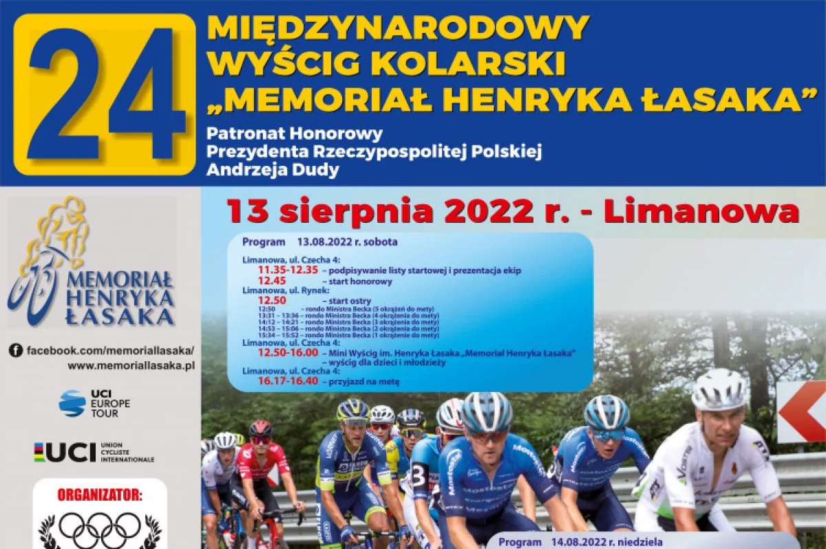 Międzynarodowy Wyścig Kolarski „Memoriał Henryka Łasaka” 13 sierpnia w Limanowej