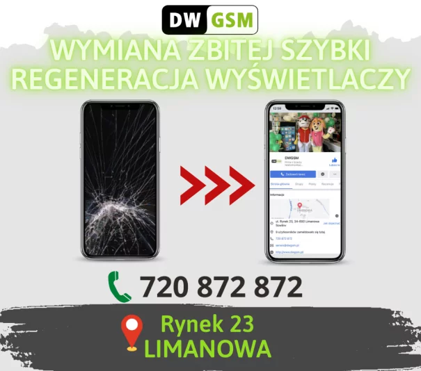 SERWIS GSM REGENERACJA WYŚWIETLACZY WYMIANA ZBITEJ SZYBKI - Zdjęcie główne