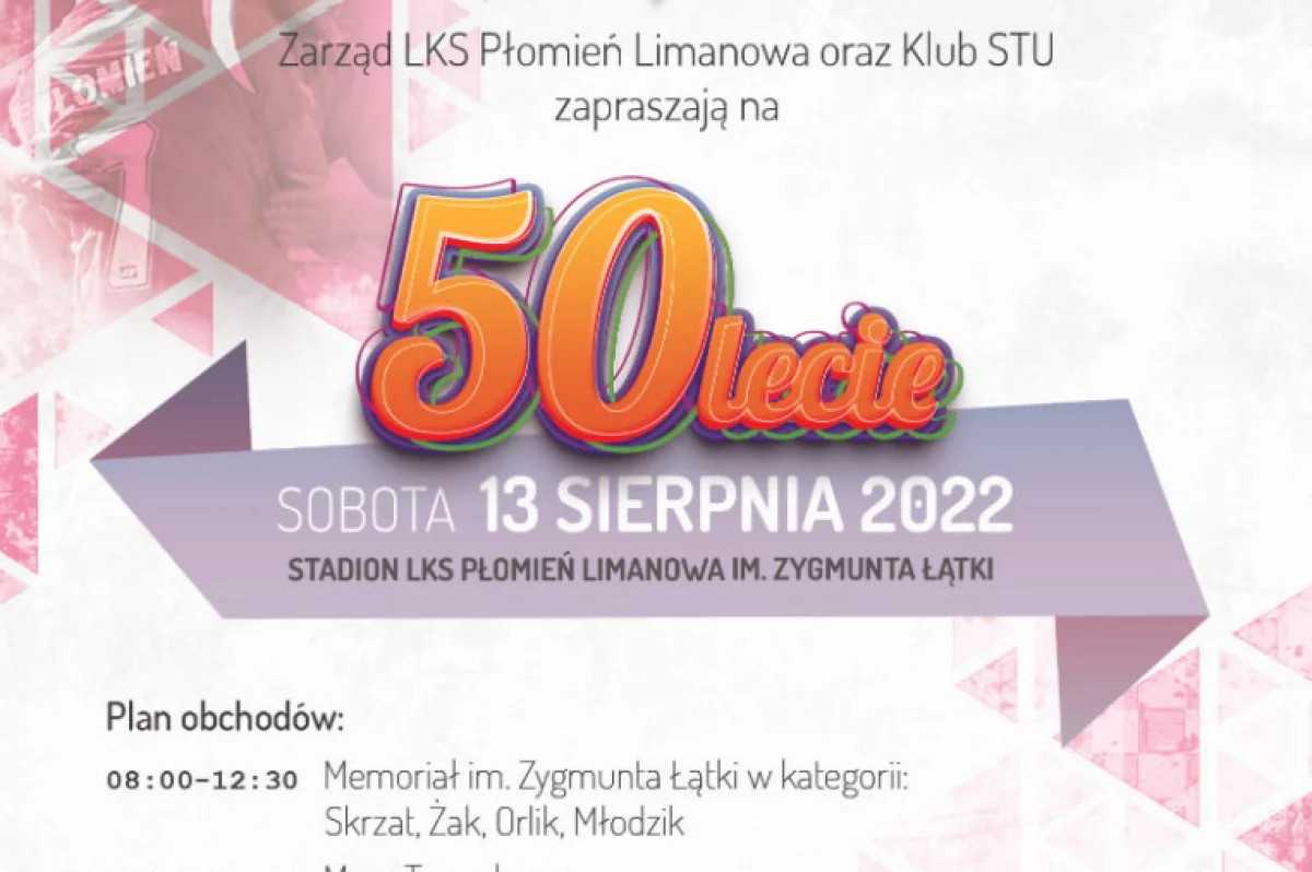13 sierpnia 50-lecie istnienia świętował będzie LKS „Płomień” Limanowa