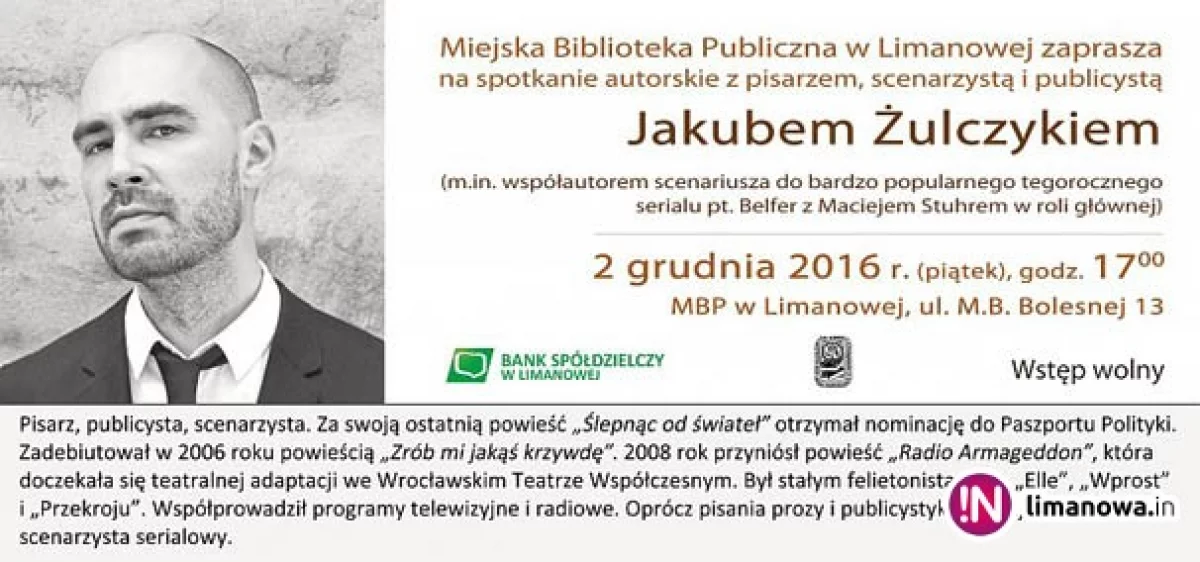 Jutro Jakub Żulczyk w MBP