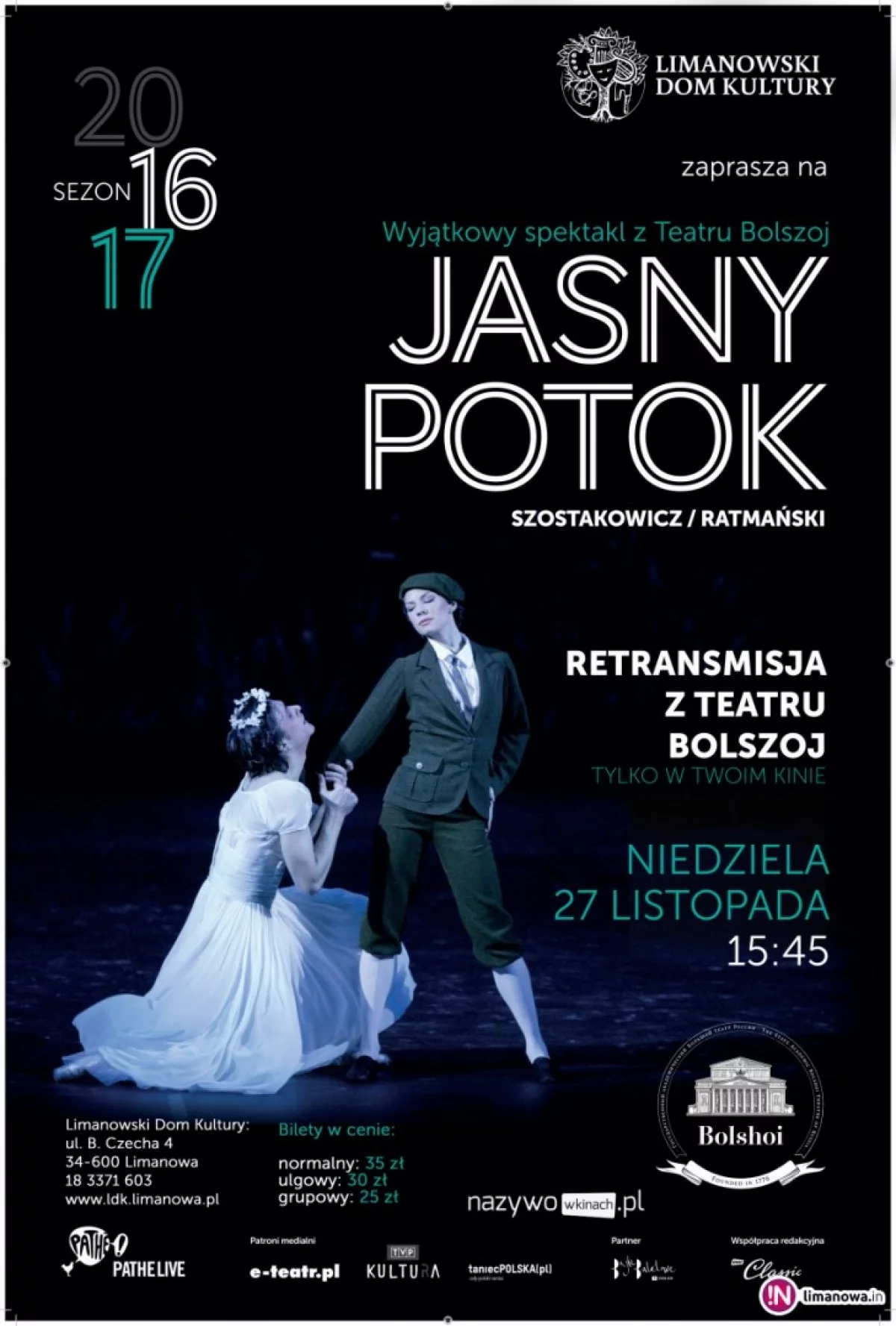 „JASNY POTOK” - 27 listopada zaczynamy kolejny sezon pokazów z Teatru Bolszoj w kinie Klaps!