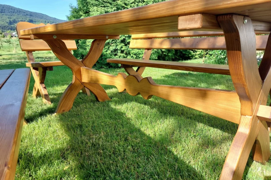 Meble ogrodowe stół ławki krzesła drewniane - zdjęcie 2