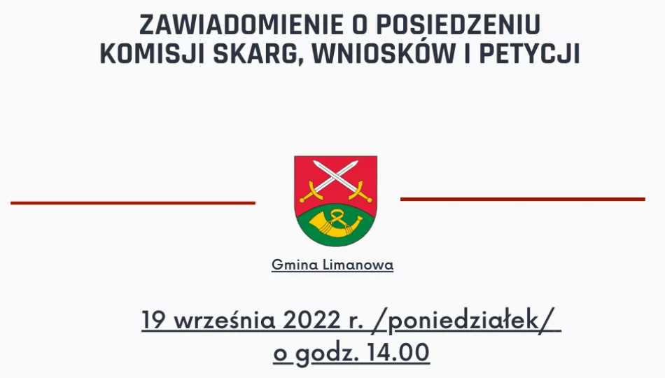 Posiedzenie Komisji Skarg, Wniosków i Petycji Rady Gminy Limanowa - 19.09.2022 - zdjęcie 1