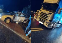 Zderzenie osobówki z ciężarówką - zdjęcie główne