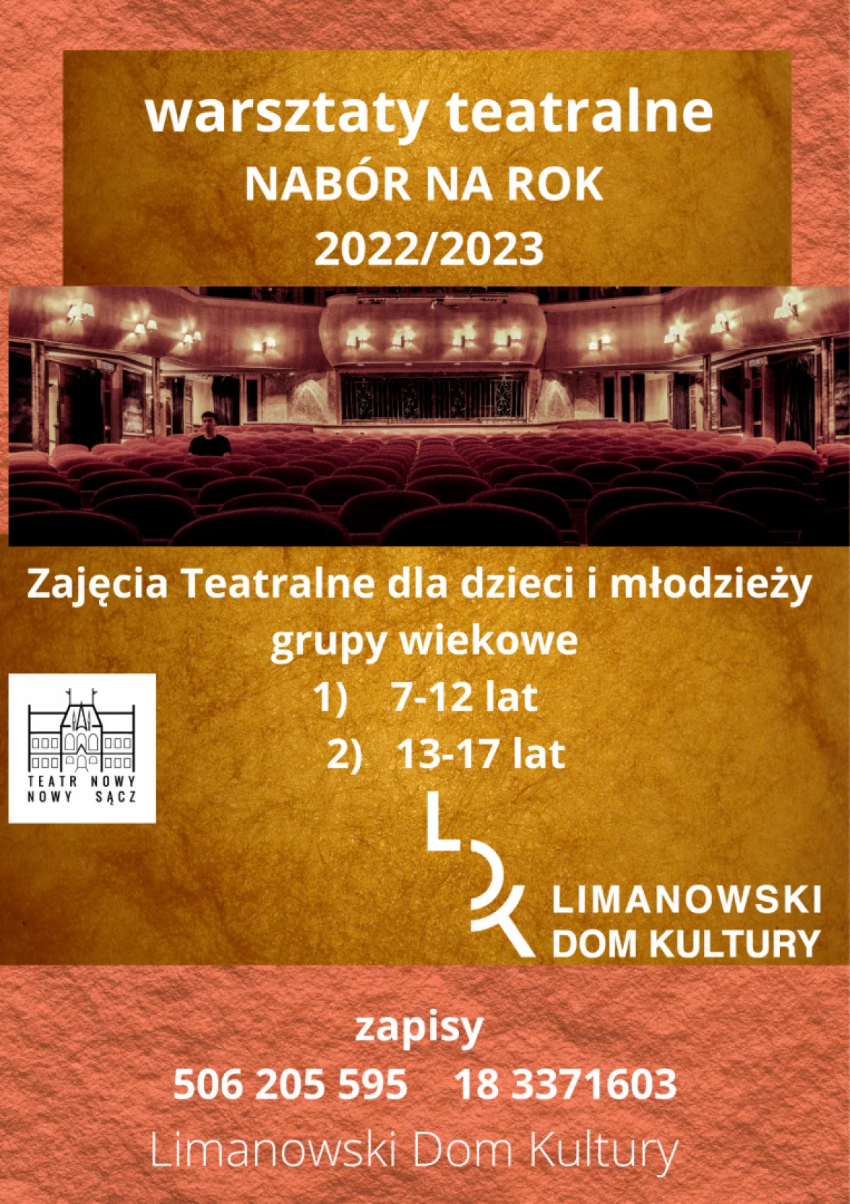 Warsztaty teatralne z Teatrem Nowym – nabór na rok 2022/2023. AKTUALIZACJA
