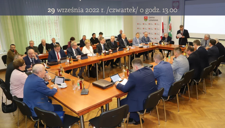 Zaproszenie na XXVII sesję Rady Gminy Limanowa - 29 września 2022 - zdjęcie 1