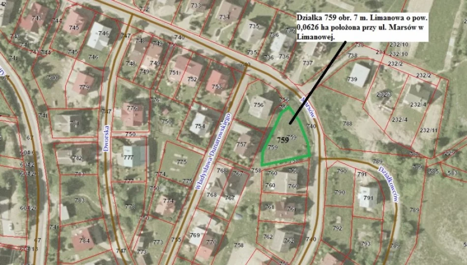 I przetarg na sprzedaż działek 759, 890 obr 7 Osiedle Marsów w Limanowej - zdjęcie 1