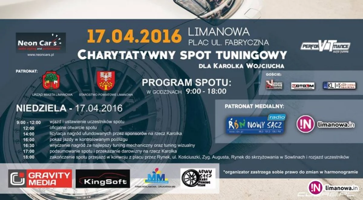 Charytatywny spot tuningowy Limanowa 2016 dla Karolka Wojciucha