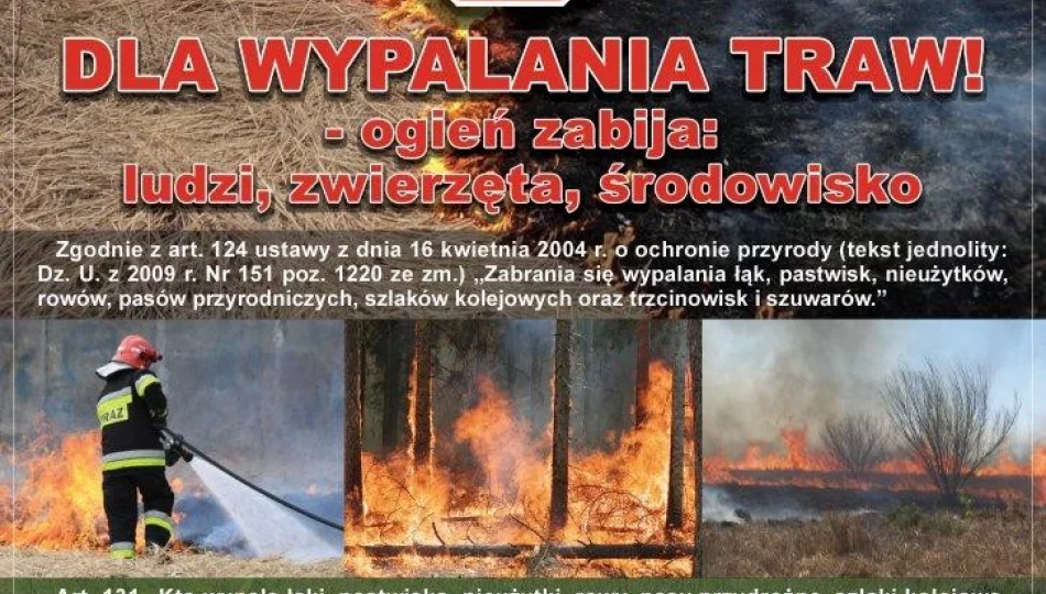 OSP Łososina Górna apeluje! Wypalanie traw jest niedozwolone i naprawdę niebezpieczne! - zdjęcie 1
