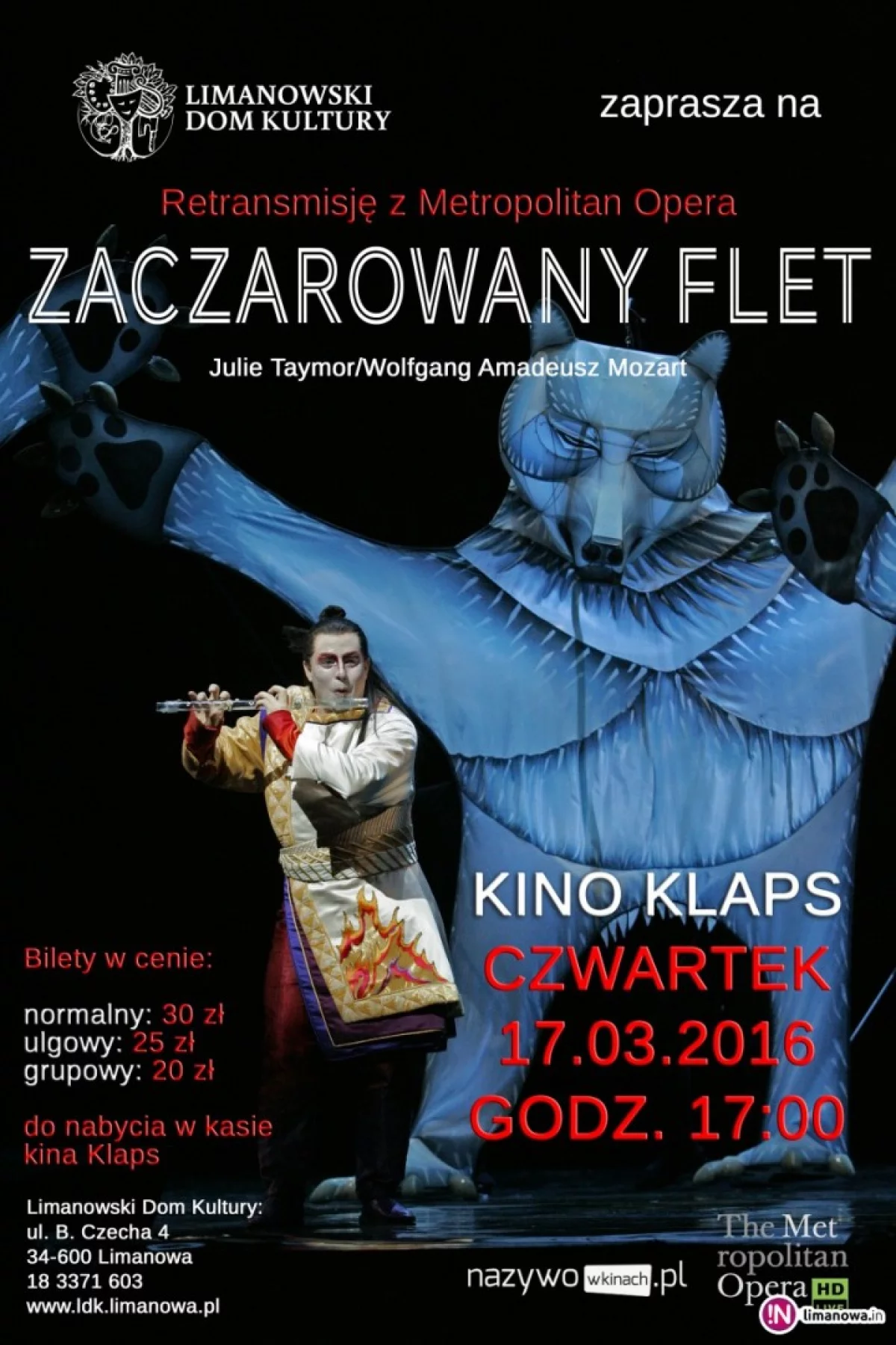 „ZACZAROWANY FLET” - retransmisja opery z Nowego Jorku 17 marca w kinie Klaps!