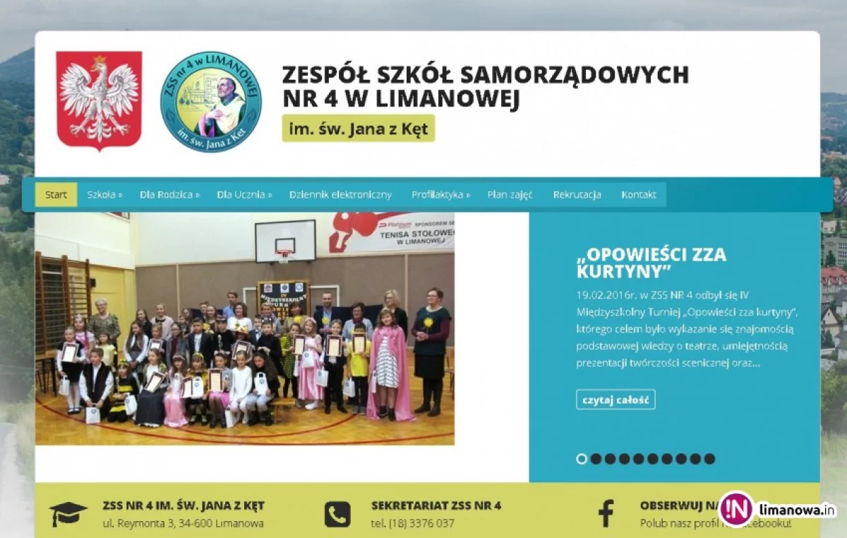 Nowa witryna Zespołu Szkół Samorządowych Nr 4 w Limanowej