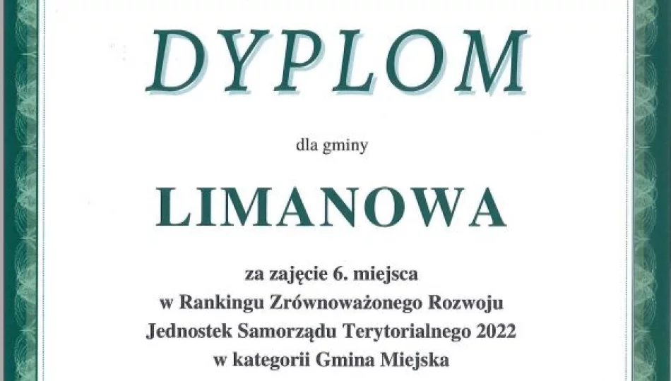 6 miejsce dla Miasta Limanowa w rankingu zrównoważonego rozwoju JST - zdjęcie 1