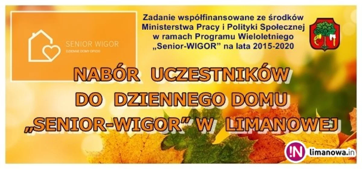 Do piatku trwa nabór uczestników do Dziennego Domu „SENIOR-WIGOR” w Limanowej