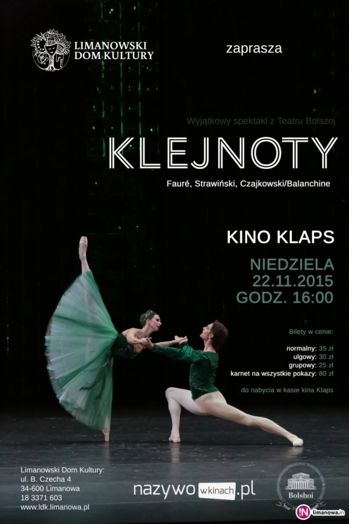 „KLEJNOTY” - retransmisja baletu z Moskwy 22 listopada w kinie Klaps!