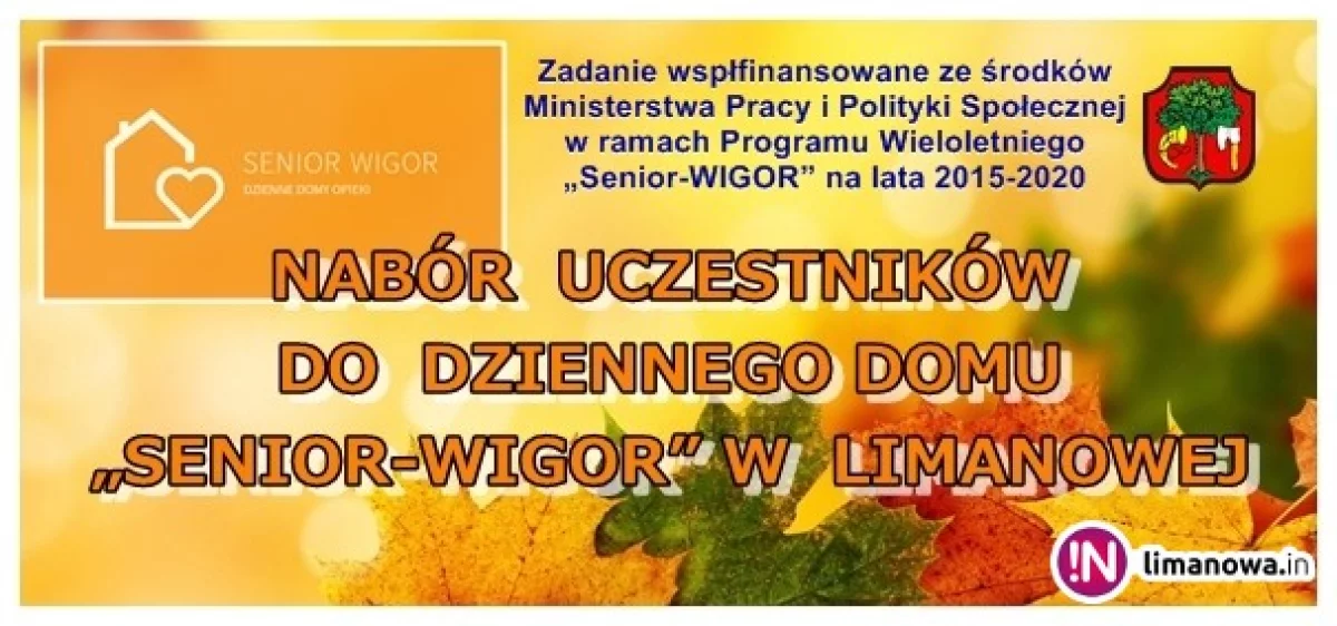 Nabór uczestników do Dziennego Domu „SENIOR-WIGOR” w Limanowej