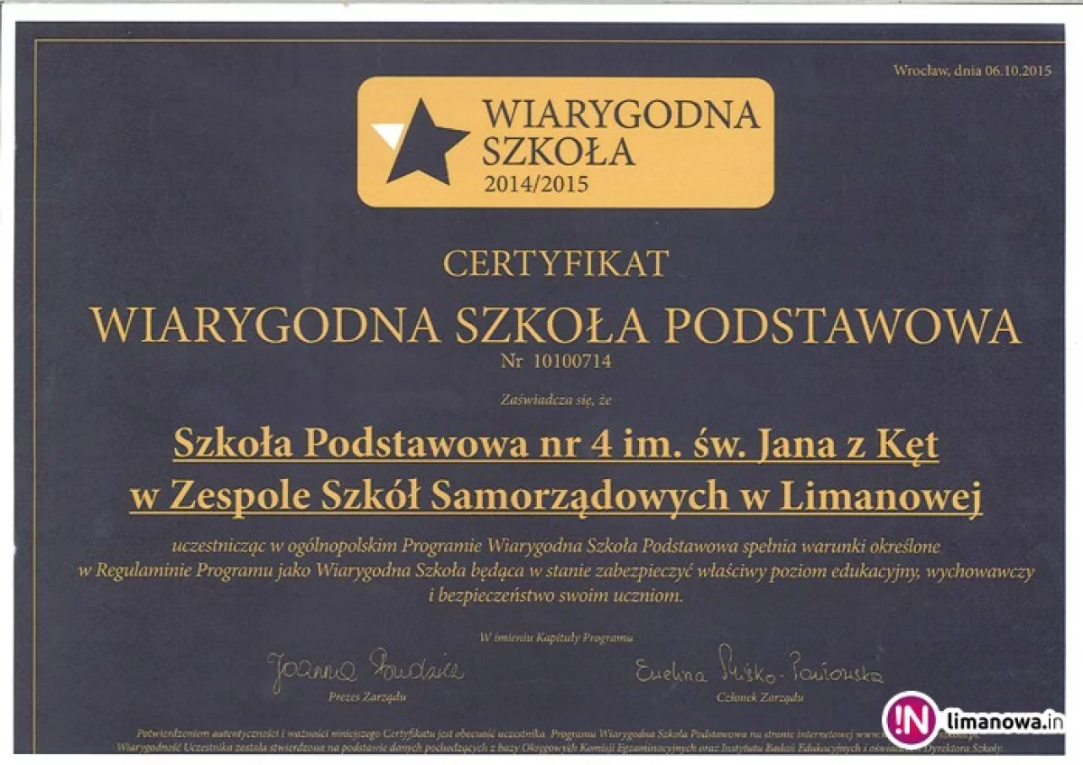 'Wiarygodna szkoła'