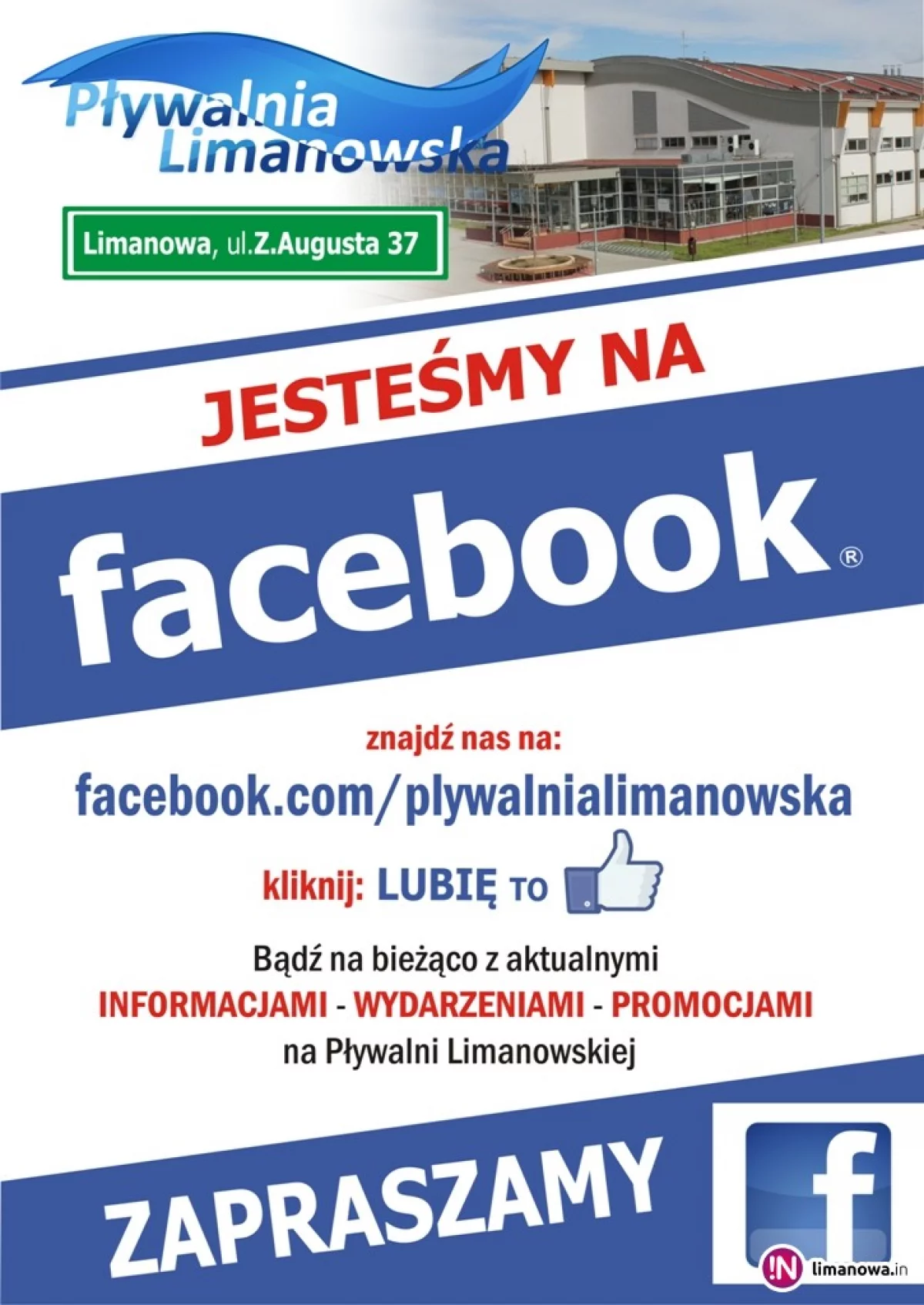 Pływalnia Limanowska na FACEBOOKU