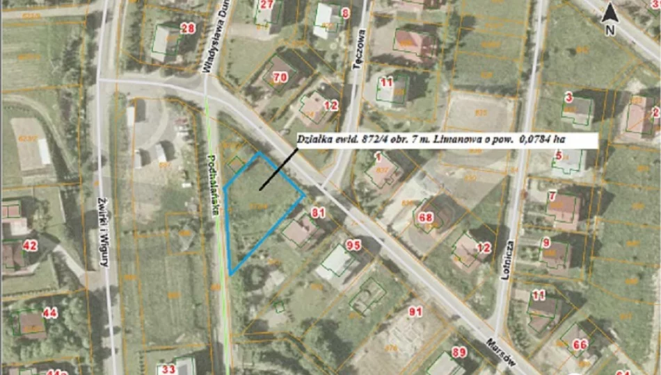I przetarg ustny nieograniczony na sprzedaż działki 872/4 obr. 7 m. Limanowa - zdjęcie 1