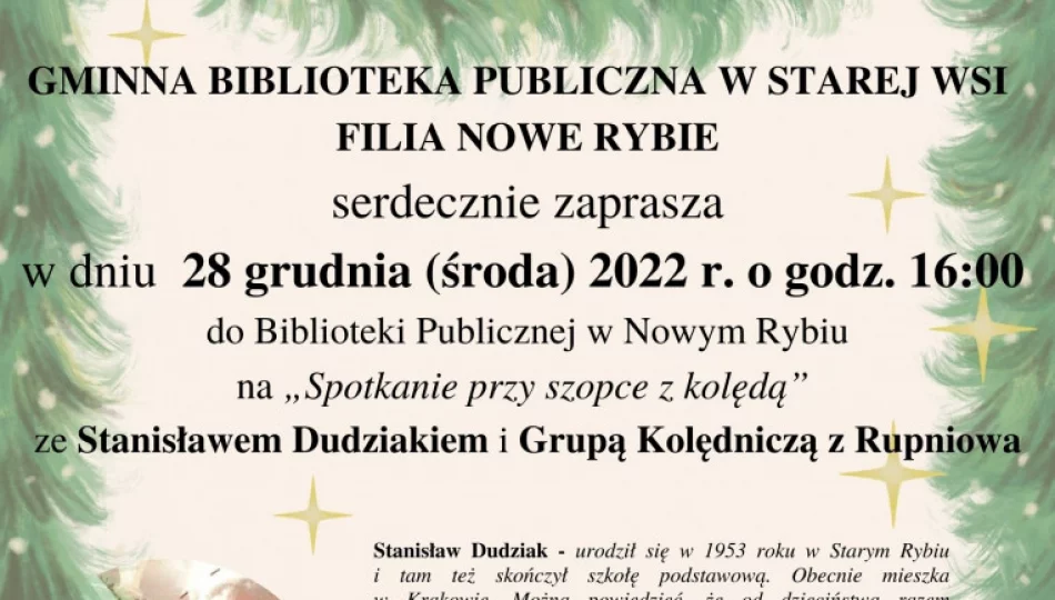 ,,Spotkanie przy szopce z kolędą" w Bibliotece Publicznej w Nowym Rybiu - zdjęcie 1