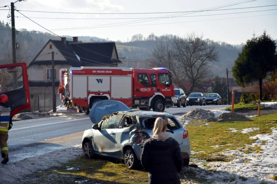 Dachowanie na "krajówce", dwie osoby trafiły do szpitala - zdjęcie 6