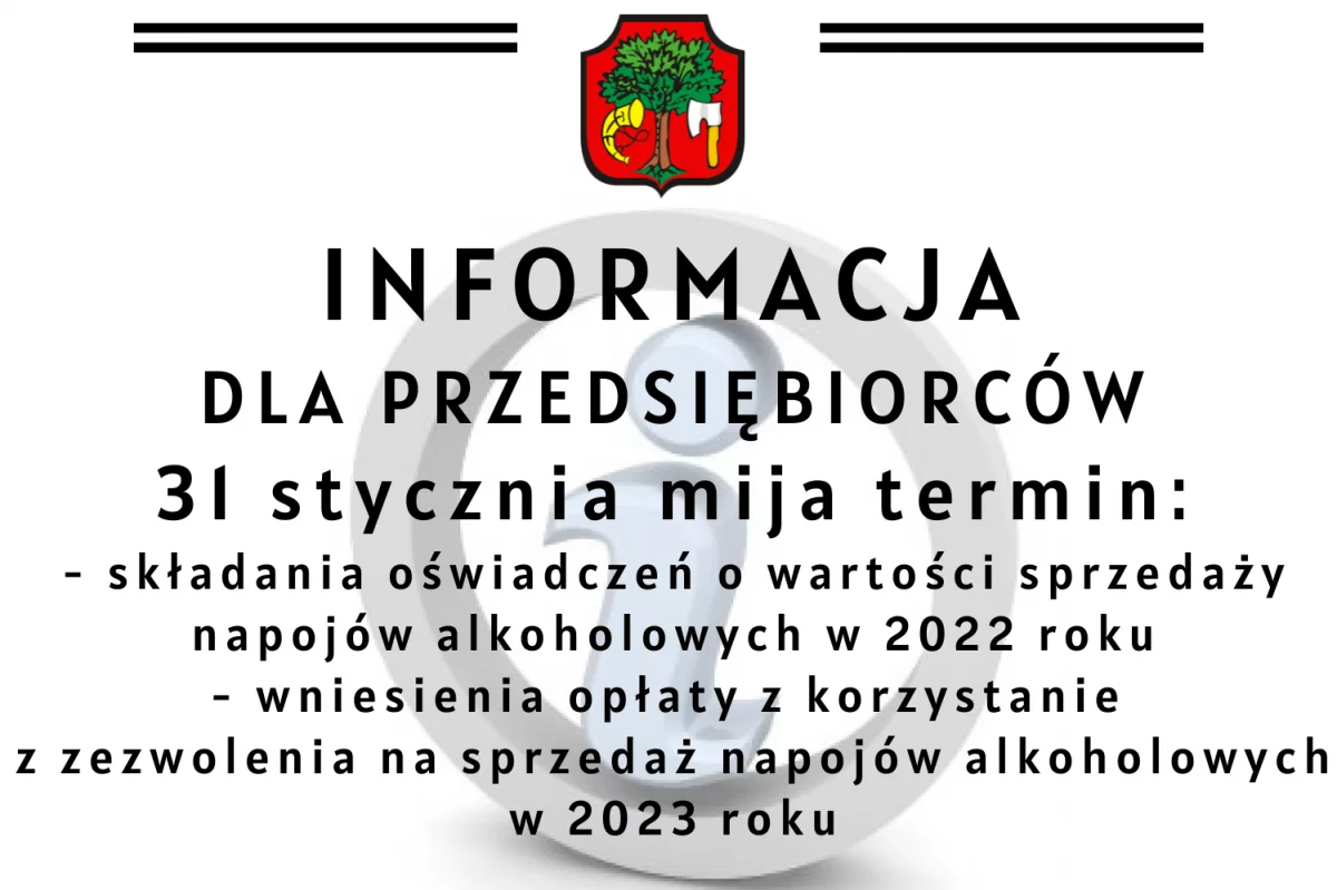 Informacja dla przedsiębiorców ws. sprzedaży napojów alkoholowych