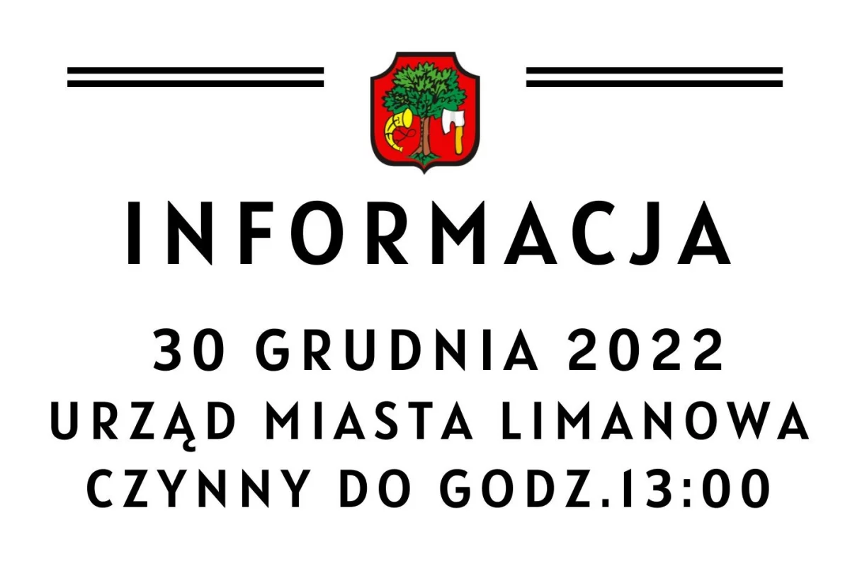 30 grudnia Urząd Miasta otwarty do godz. 13:00