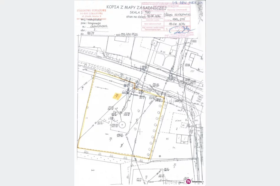 Ogłoszenie o przetargu na sprzedaż działki 96/7 obr 1 m. Limanowa - zdjęcie 2
